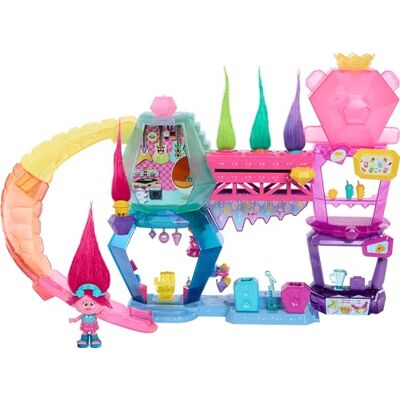 Mattel DREAMWORKS TROLLS Gemeinsam Stark Furchtberg Spielset mit Königin Poppy und Rutsche, Snackbar, Ankleidezimmer und ein Feuerwerk haariger Überraschungen, für Kinder ab 3 Jahren, HNV37 Mattel DREAMWORKS TROLLS Gemeinsam Stark Furchtberg Spielset mit Königin Poppy und Rutsche, Snackbar, Ankleidezimmer und ein Feuerwerk haariger Überraschungen, für Kinder ab 3 Jahren, HNV37