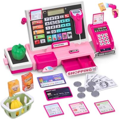 Teoryieer Elektronische Spielzeug Kasse Kinder mit Scanner und Sound, Supermarktkasse Rollenspielzeug, inkl. Zubehör(spielgeld, einkaufskorb, Waage), lernspielzeug/Spielkasse für Kinder ab 3 Jahren (Rosa) Teoryieer Elektronische Spielzeug Kasse Kinder mit Scanner und Sound, Supermarktkasse Rollenspielzeug, inkl. Zubehör(spielgeld, einkaufskorb, Waage), lernspielzeug/Spielkasse für Kinder ab 3 Jahren (Rosa)