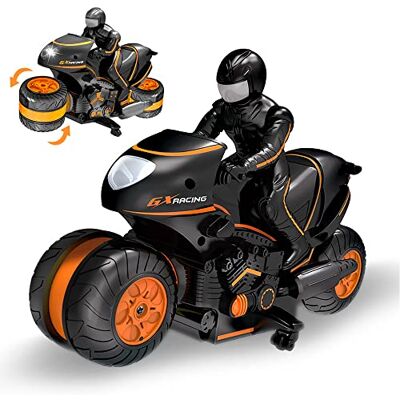 3T6B 2.4G RC Motorrad, Fernbedienung Hochgeschwindigkeit Moto mit Puppe RC Stunt Auto 360° Drehung Drift, Ferngesteuertes Offroad Motorrad Spielzeug Geschenke für Kinder ab 6 Jahren (Orange) 3T6B 2.4G RC Motorrad, Fernbedienung Hochgeschwindigkeit Moto mit Puppe RC Stunt Auto 360° Drehung Drift, Ferngesteuertes Offroad Motorrad Spielzeug Geschenke für Kinder ab 6 Jahren (Orange)