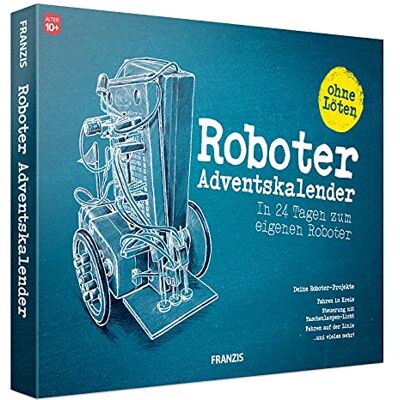 Franzis 67161 Roboter Adventskalender in 24 Tagen zum eigenen fahrbaren Roboter, ohne Löten, für Kinder ab 10 Jahren Franzis 67161 Roboter Adventskalender in 24 Tagen zum eigenen fahrbaren Roboter, ohne Löten, für Kinder ab 10 Jahren