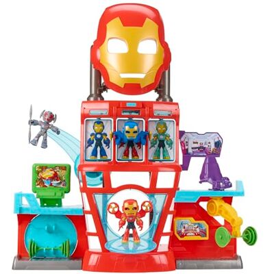 Marvel Iron Man und Seine fantastischen Freunde Iron Quartier Spielset mit Licht und Sound, 2-in-1 mit Maske, Figuren und Zubehör, interaktives Superhelden Spielzeug für Kinder ab 3 Jahren Marvel Iron Man und Seine fantastischen Freunde Iron Quartier Spielset mit Licht und Sound, 2-in-1 mit Maske, Figuren und Zubehör, interaktives Superhelden Spielzeug für Kinder ab 3 Jahren