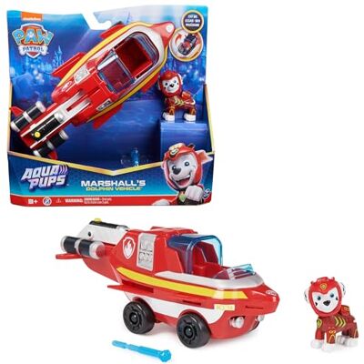 Spin Master PAW PATROL, Aqua Pups Basis Fahrzeug Spielzeugauto im Delfin-Design mit Marshall Welpenfigur, Spielzeug geeignet für Kinder ab 3 Jahren Spin Master PAW PATROL, Aqua Pups Basis Fahrzeug Spielzeugauto im Delfin-Design mit Marshall Welpenfigur, Spielzeug geeignet für Kinder ab 3 Jahren