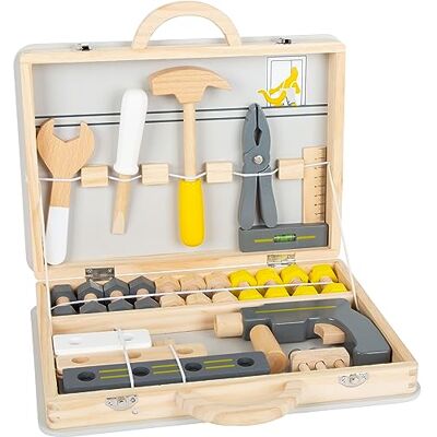 small foot Werkzeugkoffer Miniwob aus Holz, mit umfangreichen Werkzeugen und Schraub-Set, für Kinder ab 3 Jahren, 11808, Grau Gelb small foot Werkzeugkoffer Miniwob aus Holz, mit umfangreichen Werkzeugen und Schraub-Set, für Kinder ab 3 Jahren, 11808, Grau Gelb