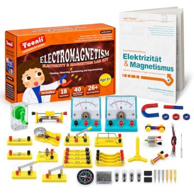 Teenii Elektrizität und Magnetismus Experimentierkasten für Kinder, STEM Wissenschaftsset mit Stromkreisen, Physik Lernspielzeug mit 50 Teilen, Experimente für Kinder ab 8 Jahren Teenii Elektrizität und Magnetismus Experimentierkasten für Kinder, STEM Wissenschaftsset mit Stromkreisen, Physik Lernspielzeug mit 50 Teilen, Experimente für Kinder ab 8 Jahren