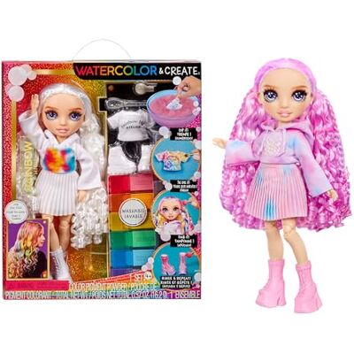 Rainbow High Watercolour & Create DIY Modepuppe mit Auswaschbaren Wasserfarben & Batikset Lila Augen, Lockenhaar, Extra Top & Schuhe Malen, Gestalten, Spielen, Abspülen, Wiederholen 4-12+ Jahre Rainbow High Watercolour & Create DIY Modepuppe mit Auswaschbaren Wasserfarben & Batikset Lila Augen, Lockenhaar, Extra Top & Schuhe Malen, Gestalten, Spielen, Abspülen, Wiederholen 4-12+ Jahre