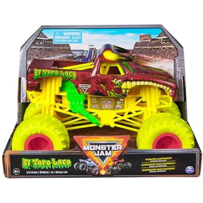 Monster Cable , EL Toro Loco Monster Truck, detailreiches Metall-Spritzguss-Fahrzeug zum Spielen und Sammeln im Maßstab 1:24, Coole Neon-Farben, Spielzeug für Kinder ab 3 Jahren Monster Cable , EL Toro Loco Monster Truck, detailreiches Metall-Spritzguss-Fahrzeug zum Spielen und Sammeln im Maßstab 1:24, Coole Neon-Farben, Spielzeug für Kinder ab 3 Jahren