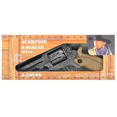Bauer Spielwaren J.G.Schrödel Scorpion antik: Spielzeugpistole für Zündplättchen-Munition, in Box, passend für Cowboys und Sheriffs, 8 Schuss, 22 cm, grau / silber (106 8278) Bauer Spielwaren J.G.Schrödel Scorpion antik: Spielzeugpistole für Zündplättchen-Munition, in Box, passend für Cowboys und Sheriffs, 8 Schuss, 22 cm, grau / silber (106 8278)