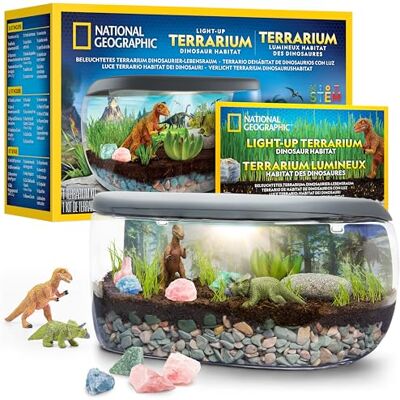 Blue Marble National Geographic Dino-Terrarien-Set mit Beleuchtung – Baue EIN Dinosaurier-Habitat mit echten Pflanzen & Edelsteinen, Wissenschaftsset für Kinder Blue Marble National Geographic Dino-Terrarien-Set mit Beleuchtung – Baue EIN Dinosaurier-Habitat mit echten Pflanzen & Edelsteinen, Wissenschaftsset für Kinder