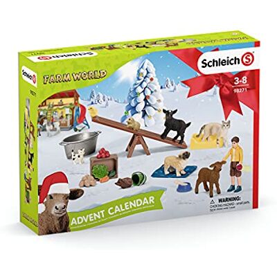 Schleich FARM WORLD 98271 Adventskalender Kinder Bauernhof Tierfiguren und Kind Echte Tiere Ziege, Katze, Hund, Kalb, Kätzchen, Meerschweinchen, Landwirt und Zubehör ab 5 Jahren Schleich FARM WORLD 98271 Adventskalender Kinder Bauernhof Tierfiguren und Kind Echte Tiere Ziege, Katze, Hund, Kalb, Kätzchen, Meerschweinchen, Landwirt und Zubehör ab 5 Jahren