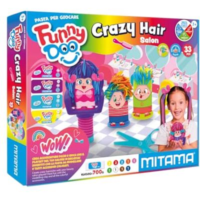 Mitama Funny Doo – Friseur-Spielset mit 15 Dosen Knete, Knetwerkzeug, Zubehör und Aufklebern, kreatives Spielzeug für Kinder ab 3 Jahren, für Mädchen und Jungen Mitama Funny Doo – Friseur-Spielset mit 15 Dosen Knete, Knetwerkzeug, Zubehör und Aufklebern, kreatives Spielzeug für Kinder ab 3 Jahren, für Mädchen und Jungen