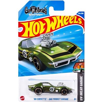 Mattel Hot Wheels '68 Corvette Gas Monkey Garage, Grün, Druckguss-Metallauto, HW Dream Garage Collection 5/5, 134/250 Mattel Hot Wheels '68 Corvette Gas Monkey Garage, Grün, Druckguss-Metallauto, HW Dream Garage Collection 5/5, 134/250