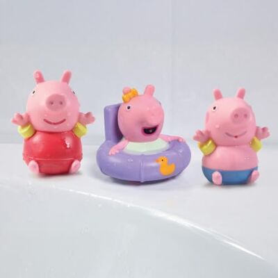 Toomies Peppa Wutz, Schorsch und Baby Evie, 3 Spritzfiguren, ab 18 Monaten Weiches Badespielzeug für kleine Hände, für Badewanne oder Planschbecken, Rollenspiel und Wasserspaß, ohne Batterien Toomies Peppa Wutz, Schorsch und Baby Evie, 3 Spritzfiguren, ab 18 Monaten Weiches Badespielzeug für kleine Hände, für Badewanne oder Planschbecken, Rollenspiel und Wasserspaß, ohne Batterien
