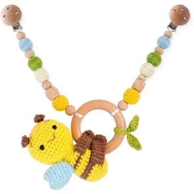 Herfair Kinderwagenkette aus Holz mit gehäkelter Biene – Handgemachtes Kinderwagen-Spielzeug, Baby Mobile Kette für Babyschale, Spielbogen Anhänger & Kinderbett, Geschenk zur Geburt Herfair Kinderwagenkette aus Holz mit gehäkelter Biene – Handgemachtes Kinderwagen-Spielzeug, Baby Mobile Kette für Babyschale, Spielbogen Anhänger & Kinderbett, Geschenk zur Geburt