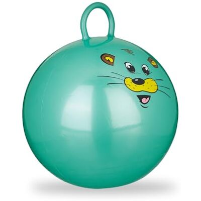Relaxdays Hüpfball Kinder 2er Set, Maus, mit Griff, grün mit Tier-Motiv, weich, 45 cm Durchmesser Relaxdays Hüpfball Kinder 2er Set, Maus, mit Griff, grün mit Tier-Motiv, weich, 45 cm Durchmesser