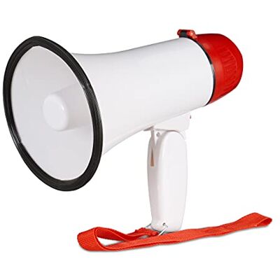 Relaxdays Megafon Stadion, Bullhorn mit klappbarem Griff und Schlaufe, lustiger Ole Sound, Megaphon, 10 Watt, rot/weiß Bullhorn mit klappbarem Griff und Schlaufe, lustiger Ole Sound, Megaphon, 10 Watt Relaxdays Megafon Stadion, Bullhorn mit klappbarem Griff und Schlaufe, lustiger Ole Sound, Megaphon, 10 Watt, rot/weiß Bullhorn mit klappbarem Griff und Schlaufe, lustiger Ole Sound, Megaphon, 10 Watt