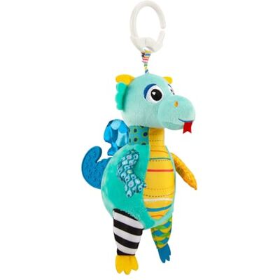 Lamaze Bizak, Daphe die Drache, sensorisches Baby-Spielzeug, Drache mit verschiedenen Texturen, die beim Schütteln brüllt, mit Clip-Ring und Beißschwanz Lamaze Bizak, Daphe die Drache, sensorisches Baby-Spielzeug, Drache mit verschiedenen Texturen, die beim Schütteln brüllt, mit Clip-Ring und Beißschwanz