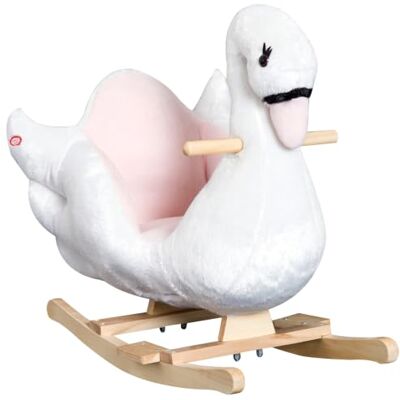 HOMCOM Schaukeltier Schaukelpferd mit Musik für Baby ab 18 Monate 57 cm Baby Schaukel, Aus Weichem Plüsch, Schaukelspielzeug, Spielzeug Wippe, für Kinder Kleinkinder, Holz HOMCOM Schaukeltier Schaukelpferd mit Musik für Baby ab 18 Monate 57 cm Baby Schaukel, Aus Weichem Plüsch, Schaukelspielzeug, Spielzeug Wippe, für Kinder Kleinkinder, Holz