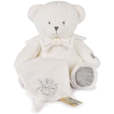 Doudou et Compagnie Kuscheltier 25 Jahre – Bär, silberfarben, mit Schmusetuch Doudou et Compagnie Kuscheltier 25 Jahre – Bär, silberfarben, mit Schmusetuch