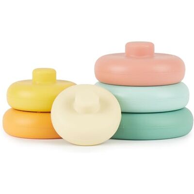 Bieco Stapelbare Würfel aus Silikon Baby "Tropical Vibes" – Ringe Pyramide sensorisches Spielzeug 6 Monate Spiele Bieco Stapelbare Würfel aus Silikon Baby "Tropical Vibes" – Ringe Pyramide sensorisches Spielzeug 6 Monate Spiele