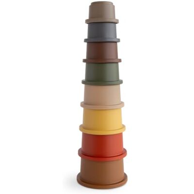 mushie Stapelbecher Spielzeug Stapelturm mit 8 bechers Für Babys und Kinder Hergestellt in Dänemark BPA FREI (Retro) mushie Stapelbecher Spielzeug Stapelturm mit 8 bechers Für Babys und Kinder Hergestellt in Dänemark BPA FREI (Retro)