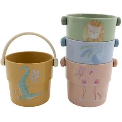 Little Dutch Badebecher Badespielzeug Safari Friends Stapelbar, Für Kleinkinder, Sanfte Farben, Mit Tiermotiven, Robustes Material Little Dutch Badebecher Badespielzeug Safari Friends Stapelbar, Für Kleinkinder, Sanfte Farben, Mit Tiermotiven, Robustes Material