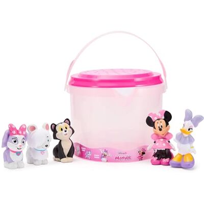 Disney Official, Minnie Maus, Badespielzeug mit Eimer und 5 Figuren Mit Minnie Maus und ihren Freunden sowie Eimer und Siebdeckel, zum Spielen in Badewanne und Planschbecken, ab 6 Monaten Disney Official, Minnie Maus, Badespielzeug mit Eimer und 5 Figuren Mit Minnie Maus und ihren Freunden sowie Eimer und Siebdeckel, zum Spielen in Badewanne und Planschbecken, ab 6 Monaten