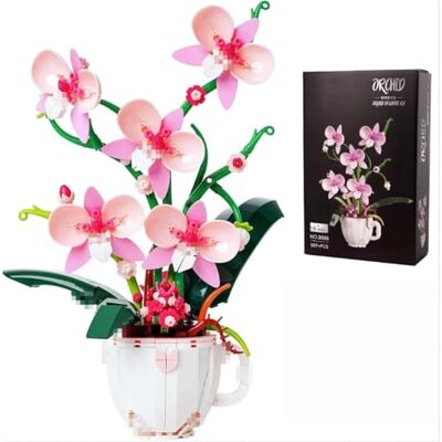 Yozelux Orchidee Blumenstrauß Bausteine Bausatz, Orchideen künstliche Pflanzen Bauklötze mit Kaffeetasse, kreativer Botanical Kollektion Baustein Set Geschenk für Erwachsene und Mädchen ab 16+ (Rosa) Yozelux Orchidee Blumenstrauß Bausteine Bausatz, Orchideen künstliche Pflanzen Bauklötze mit Kaffeetasse, kreativer Botanical Kollektion Baustein Set Geschenk für Erwachsene und Mädchen ab 16+ (Rosa)