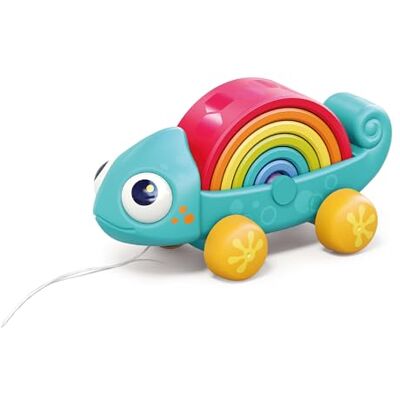 HOLA Chamäleon Zugspielzeug für Babys, pädagogisches Spiel mit Kinderaktivitäten, 7 Stück, stapelbar, mit Lichtern und Geräuschen, Lernformen und Farben, für Kinder ab 18 Monaten HOLA Chamäleon Zugspielzeug für Babys, pädagogisches Spiel mit Kinderaktivitäten, 7 Stück, stapelbar, mit Lichtern und Geräuschen, Lernformen und Farben, für Kinder ab 18 Monaten