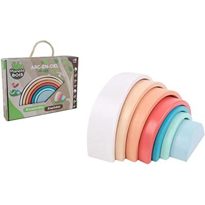 PLANÈTE BOIS Regenbogen zum Stapeln FSC 030193-7 Teile Bunt Holz Kinderspielzeug Langlebiges Spielzeug Stapelbar Einsteckbar Montessori 17,5 cm x 8 cm Ab 18 Monaten. PLANÈTE BOIS Regenbogen zum Stapeln FSC 030193-7 Teile Bunt Holz Kinderspielzeug Langlebiges Spielzeug Stapelbar Einsteckbar Montessori 17,5 cm x 8 cm Ab 18 Monaten.