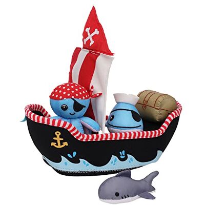 Manhattan Toy Neopren-Piratenschiff 5-teiliges schwimmendes Spill n Fill-Badespielzeug mit schnell trocknenden Schwämmen und Spritzspielzeug Manhattan Toy Neopren-Piratenschiff 5-teiliges schwimmendes Spill n Fill-Badespielzeug mit schnell trocknenden Schwämmen und Spritzspielzeug