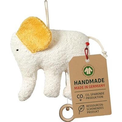 Efie Bio-Spieluhr Elefant – handgefertigt in Deutschland – 100 % Baumwolle (KBA), Füllung Schurwolle (kbT), GOTS-Zertifiziert Melodie: Brahms Guten Abend, Gute Nacht Efie Bio-Spieluhr Elefant – handgefertigt in Deutschland – 100 % Baumwolle (KBA), Füllung Schurwolle (kbT), GOTS-Zertifiziert Melodie: Brahms Guten Abend, Gute Nacht