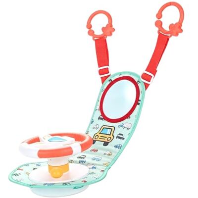 Suxdlan Baby-Lenkrad-Spielzeug, 360° drehbare Autositz-Lenkräder für Kleinkinder Mit Klicks um 360° drehbar, lustiger Spiegel für Ruhe, tragbar für Auto/Zuhause, kleinkindfreundlich Suxdlan Baby-Lenkrad-Spielzeug, 360° drehbare Autositz-Lenkräder für Kleinkinder Mit Klicks um 360° drehbar, lustiger Spiegel für Ruhe, tragbar für Auto/Zuhause, kleinkindfreundlich