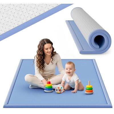 teskon ® seidenweiche Krabbelmatte Baby Spielmatte Kinder 200x150x3cm blau 3 cm dick, Premium Memory-Schaum, rutschfeste Unterseite, Geräuschhemmend, sicher und gemütlich fürs Krabbeln und Spielen teskon ® seidenweiche Krabbelmatte Baby Spielmatte Kinder 200x150x3cm blau 3 cm dick, Premium Memory-Schaum, rutschfeste Unterseite, Geräuschhemmend, sicher und gemütlich fürs Krabbeln und Spielen