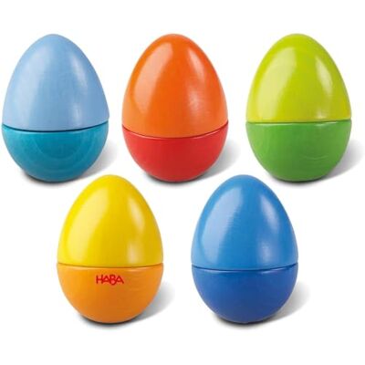HABA Musikeier – 5 Bunte Rasseleier aus Holz zur musikalischen Frühförderung für Babys & Kleinkinder ab 2 Jahren – Made in Germany 1007733001 HABA Musikeier – 5 Bunte Rasseleier aus Holz zur musikalischen Frühförderung für Babys & Kleinkinder ab 2 Jahren – Made in Germany 1007733001