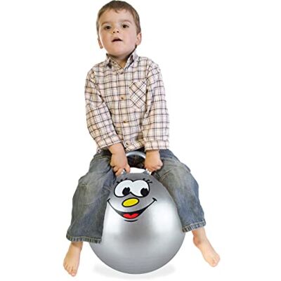 Relaxdays Hüpfball für Kinder, 2er Set, mit Gesicht, grau Ø 45 cm, drinnen & draußen, Sprungball bis 150 kg Relaxdays Hüpfball für Kinder, 2er Set, mit Gesicht, grau Ø 45 cm, drinnen & draußen, Sprungball bis 150 kg