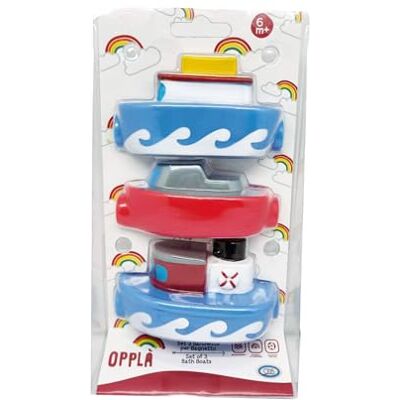 ODS Opplà Set mit 3 Booten für das Badezimmer, Größe 10 cm, Material PVC, Altersempfehlung: 6 m+ ODS Opplà Set mit 3 Booten für das Badezimmer, Größe 10 cm, Material PVC, Altersempfehlung: 6 m+