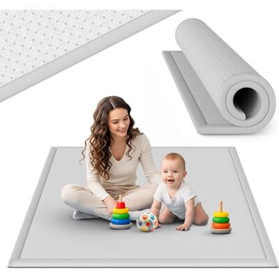 teskon ® seidenweiche Krabbelmatte Baby Spielmatte Kinder 200x150x3cm grau 3 cm dick, Premium Memory-Schaum, rutschfeste Unterseite, Geräuschhemmend, sicher und gemütlich fürs Krabbeln und Spielen teskon ® seidenweiche Krabbelmatte Baby Spielmatte Kinder 200x150x3cm grau 3 cm dick, Premium Memory-Schaum, rutschfeste Unterseite, Geräuschhemmend, sicher und gemütlich fürs Krabbeln und Spielen