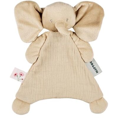 Nattou Mini-Schnuffeltuch, Elefant, Wegbegleiter ab der Geburt, Ca. 25 cm, Polyester/Baumwolle, FanFan, Sand Nattou Mini-Schnuffeltuch, Elefant, Wegbegleiter ab der Geburt, Ca. 25 cm, Polyester/Baumwolle, FanFan, Sand