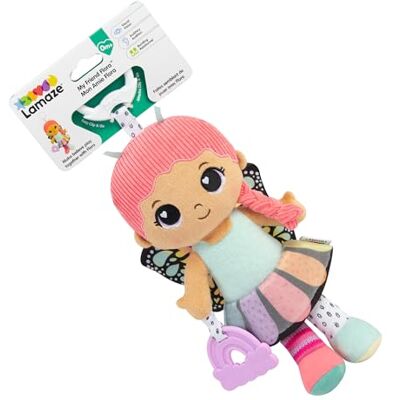 Lamaze My Friend Flora Clip & Go Puppe, Texturierte Erstlingspuppe mit Knisterrock & Schmetterlingsflügel, Regenbogen-Beißring & Rassel, Clip für Buggy, Sensorische und Motorik‑Entwicklung Lamaze My Friend Flora Clip & Go Puppe, Texturierte Erstlingspuppe mit Knisterrock & Schmetterlingsflügel, Regenbogen-Beißring & Rassel, Clip für Buggy, Sensorische und Motorik‑Entwicklung