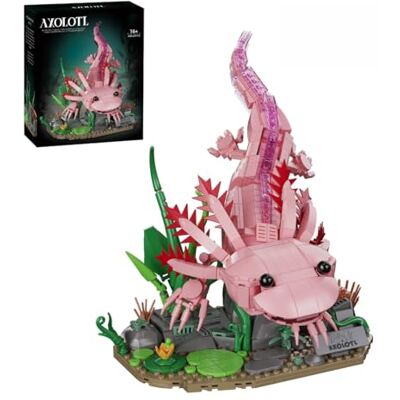 Genruron Axolotl Bausteine Set, 998 Teile Rosa Axolotl Tier Modellbausatz Cute Meerestier Sammlung Bauklötze Kit mit Stein-Pflanzensockel, kreative Schreibtisch Dekoration, Geschenk für Erwachsene Genruron Axolotl Bausteine Set, 998 Teile Rosa Axolotl Tier Modellbausatz Cute Meerestier Sammlung Bauklötze Kit mit Stein-Pflanzensockel, kreative Schreibtisch Dekoration, Geschenk für Erwachsene