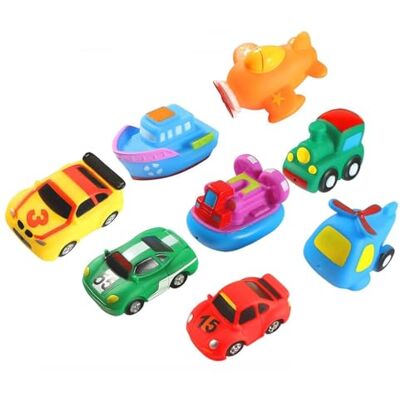 Xrten 8 Stücke Bad Spritzen Spielzeug,Flugzeug Wagen Boat Gummi Badewanne Badespielzeug für Baby Xrten 8 Stücke Bad Spritzen Spielzeug,Flugzeug Wagen Boat Gummi Badewanne Badespielzeug für Baby