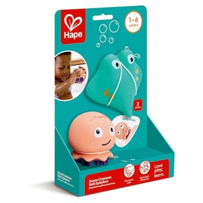 Hape Badespielzeug Meeresbewohner Badefiguren Meeresbewohner, Oktopus und Rochen mit Massagefunktion, Wasserspielzeug und Babybürste, BPA-frei & leicht zu reinigen, für Kinder ab 12 Monaten Hape Badespielzeug Meeresbewohner Badefiguren Meeresbewohner, Oktopus und Rochen mit Massagefunktion, Wasserspielzeug und Babybürste, BPA-frei & leicht zu reinigen, für Kinder ab 12 Monaten