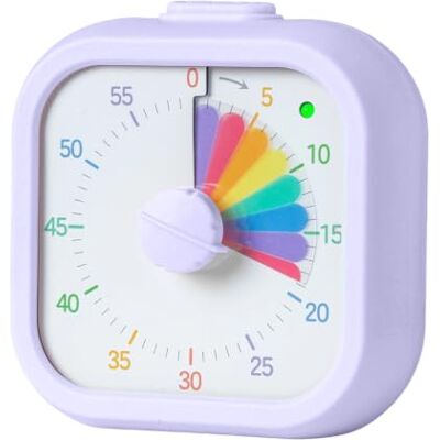 Relaxdays visueller Timer, leiser Kinder-Timer, optischer Alarm, lila 60 Min Countdown-Timer, Regenbogen, Pomodoro Relaxdays visueller Timer, leiser Kinder-Timer, optischer Alarm, lila 60 Min Countdown-Timer, Regenbogen, Pomodoro