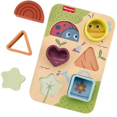 Fisher Price Holz Sort & Grow Puzzle-Babyspielzeug Holz-Aktivitätsbrett, 6 Silikonformen, fördert Entwicklung, Babys ab 6 Monaten, JKH10 Fisher Price Holz Sort & Grow Puzzle-Babyspielzeug Holz-Aktivitätsbrett, 6 Silikonformen, fördert Entwicklung, Babys ab 6 Monaten, JKH10