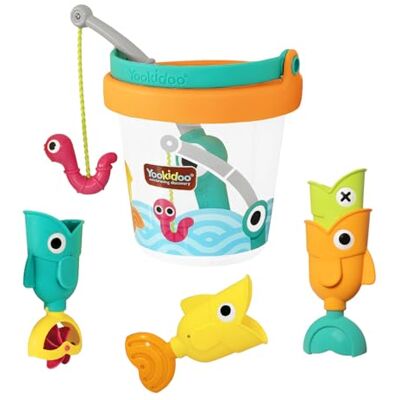 Yookidoo Angelspiel Eimer – Baby Badespielzeug Catch ’N’ Sprinkle Set mit 3 Fischen & Angelrute – Sensorisches Wasserspielzeug für Kleinkinder Yookidoo Angelspiel Eimer – Baby Badespielzeug Catch ’N’ Sprinkle Set mit 3 Fischen & Angelrute – Sensorisches Wasserspielzeug für Kleinkinder