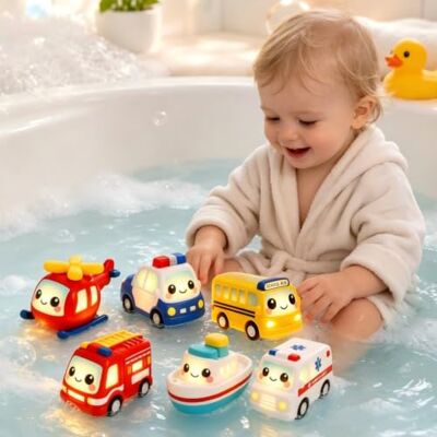 KONWEEYING 6 Stück leuchtendes Badespielzeug-Set mit Fahrzeugen, wasseraktivierte Cartoon-Autos mit Farbwechsel, sensorisches Badespielzeug, Geschenk für Kinder zum Geburtstag KONWEEYING 6 Stück leuchtendes Badespielzeug-Set mit Fahrzeugen, wasseraktivierte Cartoon-Autos mit Farbwechsel, sensorisches Badespielzeug, Geschenk für Kinder zum Geburtstag