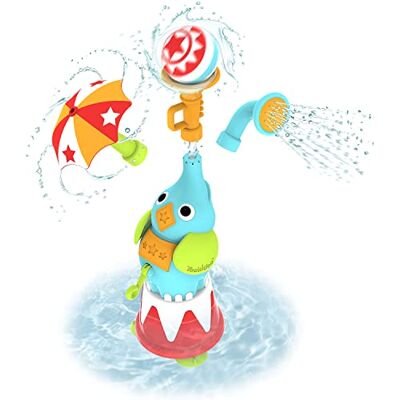 Yookidoo Badespielzeug für Kinder ab 1 Jahr – Elefanten-Springbrunnen-Sprinkler-Set mit 3 verschiedenen Aufsätzen, Mehreren Sprühfunktionen und Wandhalterung zur Aufbewahrung Yookidoo Badespielzeug für Kinder ab 1 Jahr – Elefanten-Springbrunnen-Sprinkler-Set mit 3 verschiedenen Aufsätzen, Mehreren Sprühfunktionen und Wandhalterung zur Aufbewahrung
