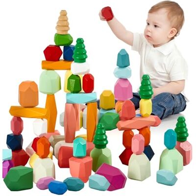 RunHero 58 Stück Stapelsteine Balanciersteine Montessori Holz Bauklötze Spielzeug für Kinder Stapelturm Grimms Holzbausteine Stapelsteine Motorikspielzeug Geschenk für Baby ab 3+ Jahr RunHero 58 Stück Stapelsteine Balanciersteine Montessori Holz Bauklötze Spielzeug für Kinder Stapelturm Grimms Holzbausteine Stapelsteine Motorikspielzeug Geschenk für Baby ab 3+ Jahr