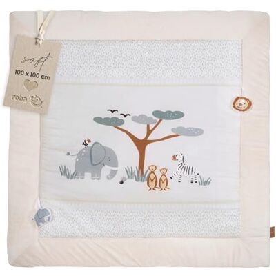 roba Krabbeldecke Savanna Friends 100 x 100 cm Weich gepolsterte Spielmatte für Babys ab Geburt Spieldecke aus Baumwolle Tier-Design Beige roba Krabbeldecke Savanna Friends 100 x 100 cm Weich gepolsterte Spielmatte für Babys ab Geburt Spieldecke aus Baumwolle Tier-Design Beige