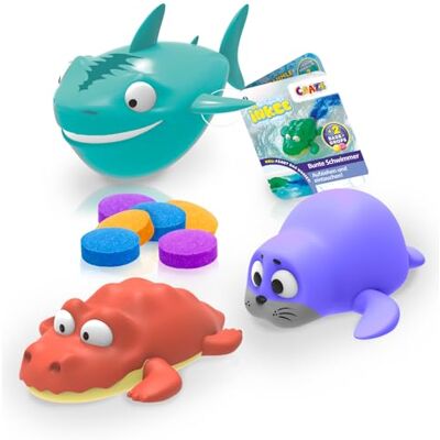 INKEE Toys Wind-Up Drop Coral – 3er Set Badewannen Spielzeug mit Hai, Krokodil & Robbe Aufzieh Wasserspielzeug Kinder mit Bade Drops , Bunte Badetiere für Kinder Badewanne INKEE Toys Wind-Up Drop Coral – 3er Set Badewannen Spielzeug mit Hai, Krokodil & Robbe Aufzieh Wasserspielzeug Kinder mit Bade Drops , Bunte Badetiere für Kinder Badewanne
